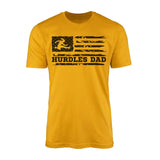 hurdles dad horizontal flag on a mens t-shirt with a black graphic