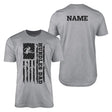 hurdles dad vertical flag with hurdler name on a mens t-shirt with a black graphic