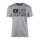 pole vault grandpa horizontal flag on a mens t-shirt with a black graphic