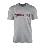 custom pole vault mascot and pole vaulter name on a mens t-shirt with a black graphic