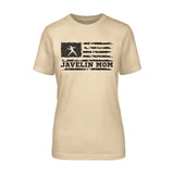 javelin mom horizontal flag on a unisex t-shirt with a black graphic