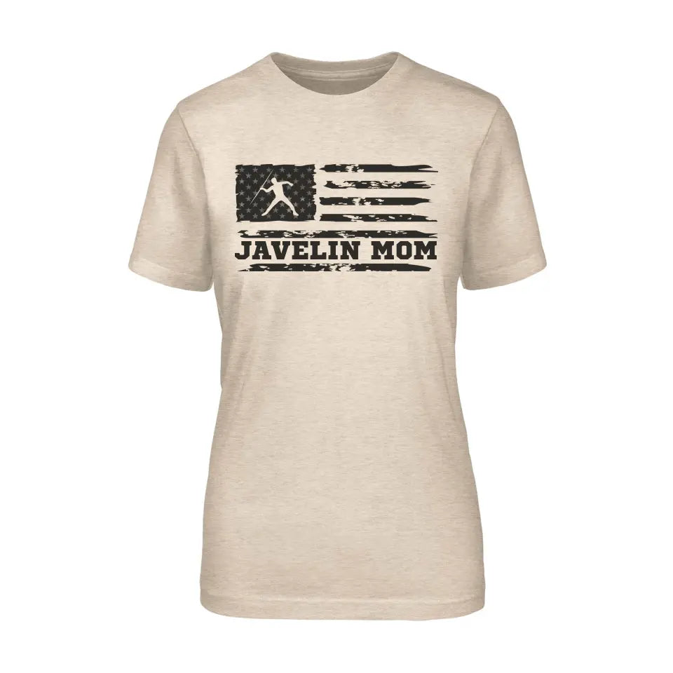 javelin mom horizontal flag on a unisex t-shirt with a black graphic