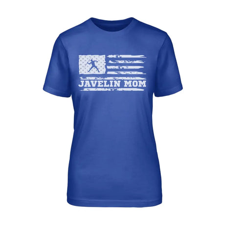 javelin mom horizontal flag on a unisex t-shirt with a white graphic