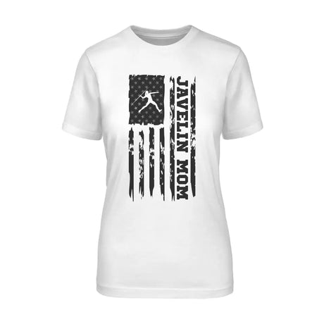 javelin mom vertical flag on a unisex t-shirt with a black graphic