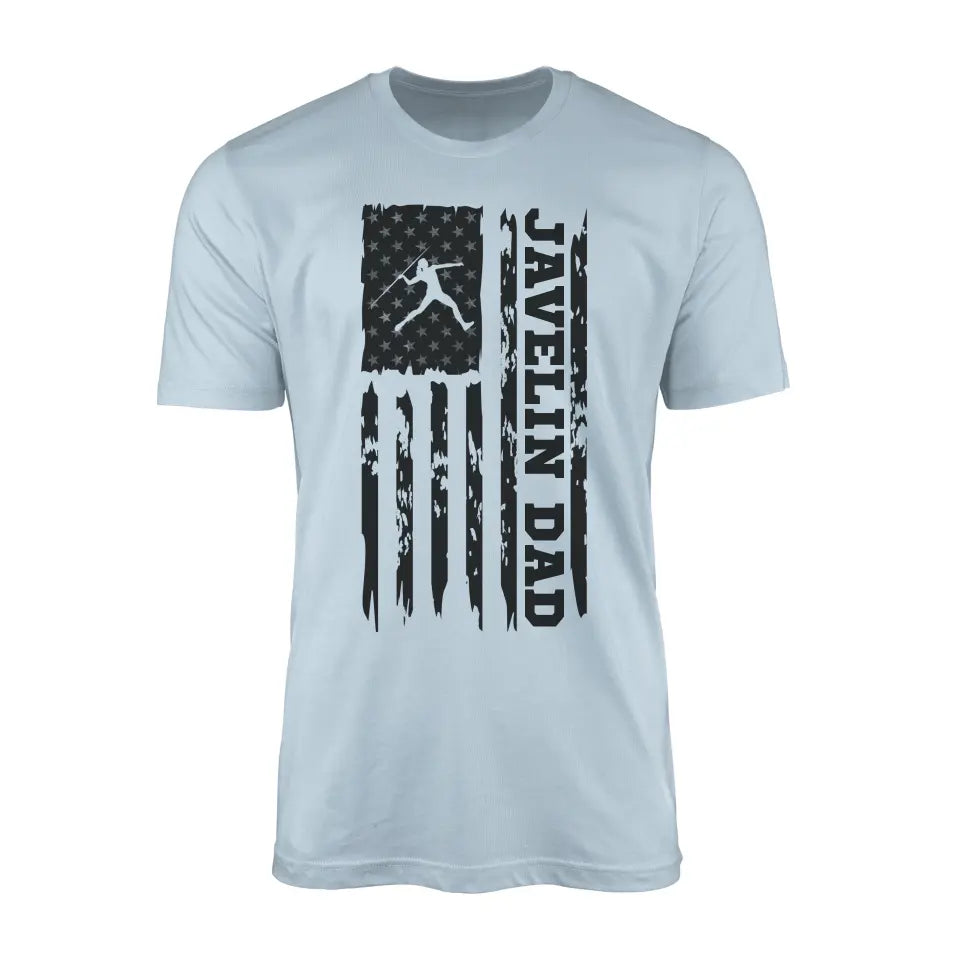 javelin dad vertical flag on a mens t-shirt with a black graphic