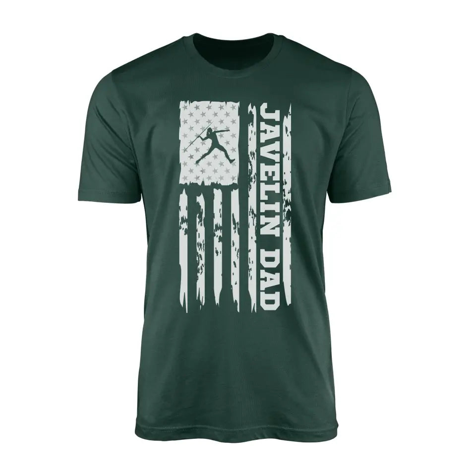 javelin dad vertical flag on a mens t-shirt with a white graphic