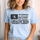 javelin mom horizontal flag on a unisex t-shirt with a black graphic