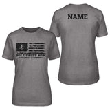 pole vault mom horizontal flag with pole vaulter name on a unisex t-shirt with a black graphic