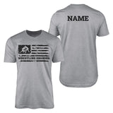 wrestling grandpa horizontal flag with wrestler name on a mens t-shirt with a black graphic