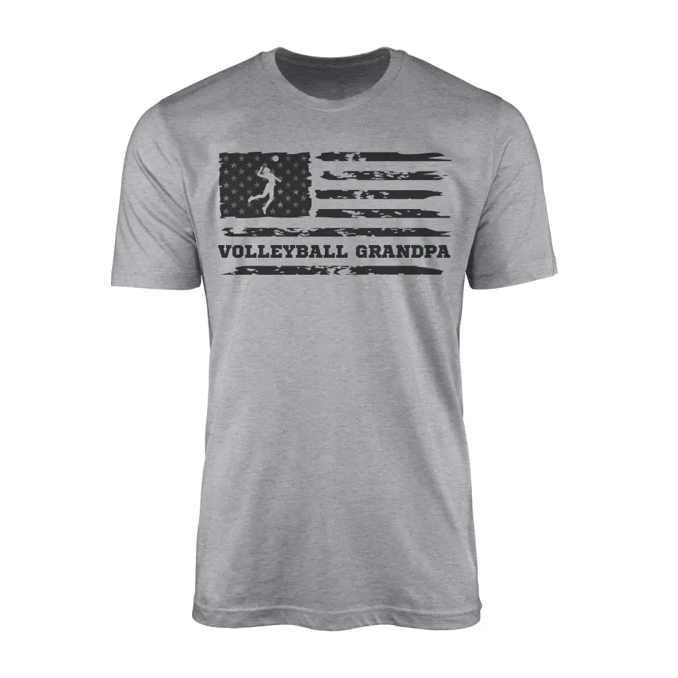 volleyball grandpa horizontal flag on a mens t-shirt with a black graphic