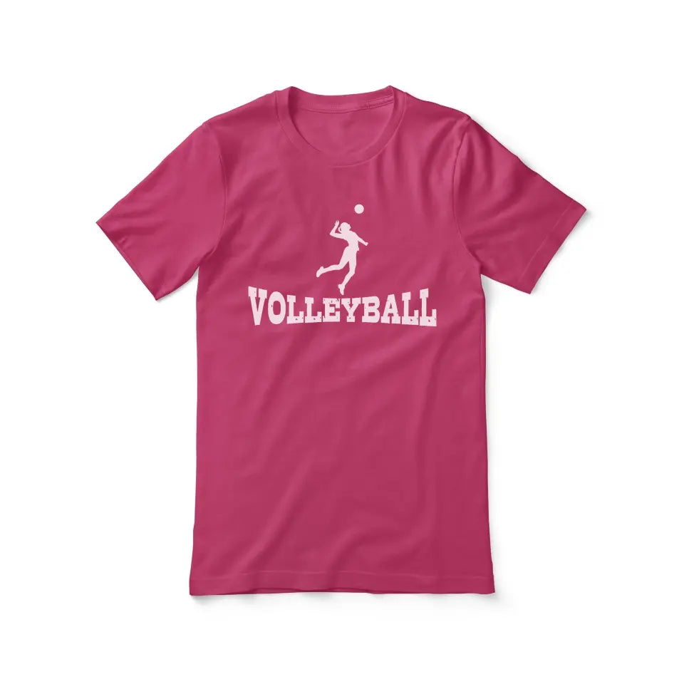 basic volleyball with volleyball player icon on a unisex t-shirt with a white graphic