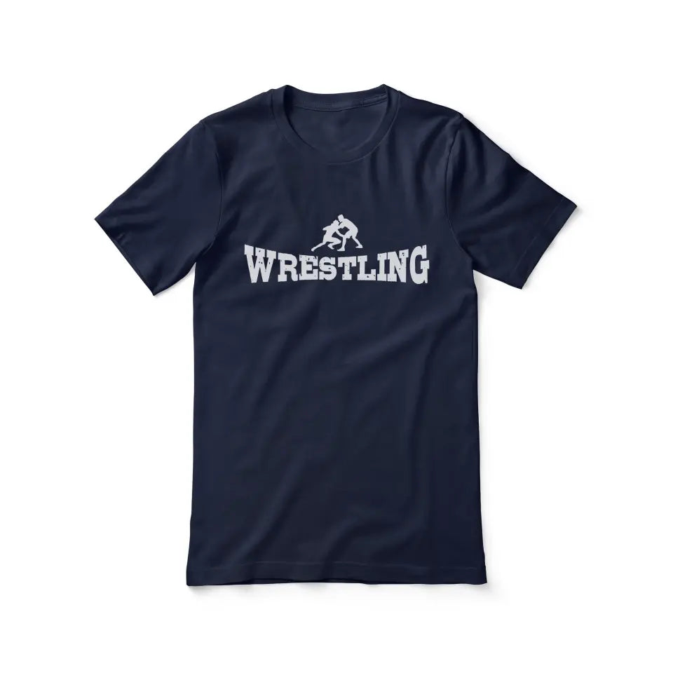 basic wrestling with wrestler icon on a unisex t-shirt with a white graphic