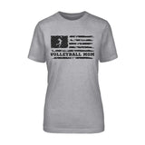 volleyball mom horizontal flag on a unisex t-shirt with a black graphic