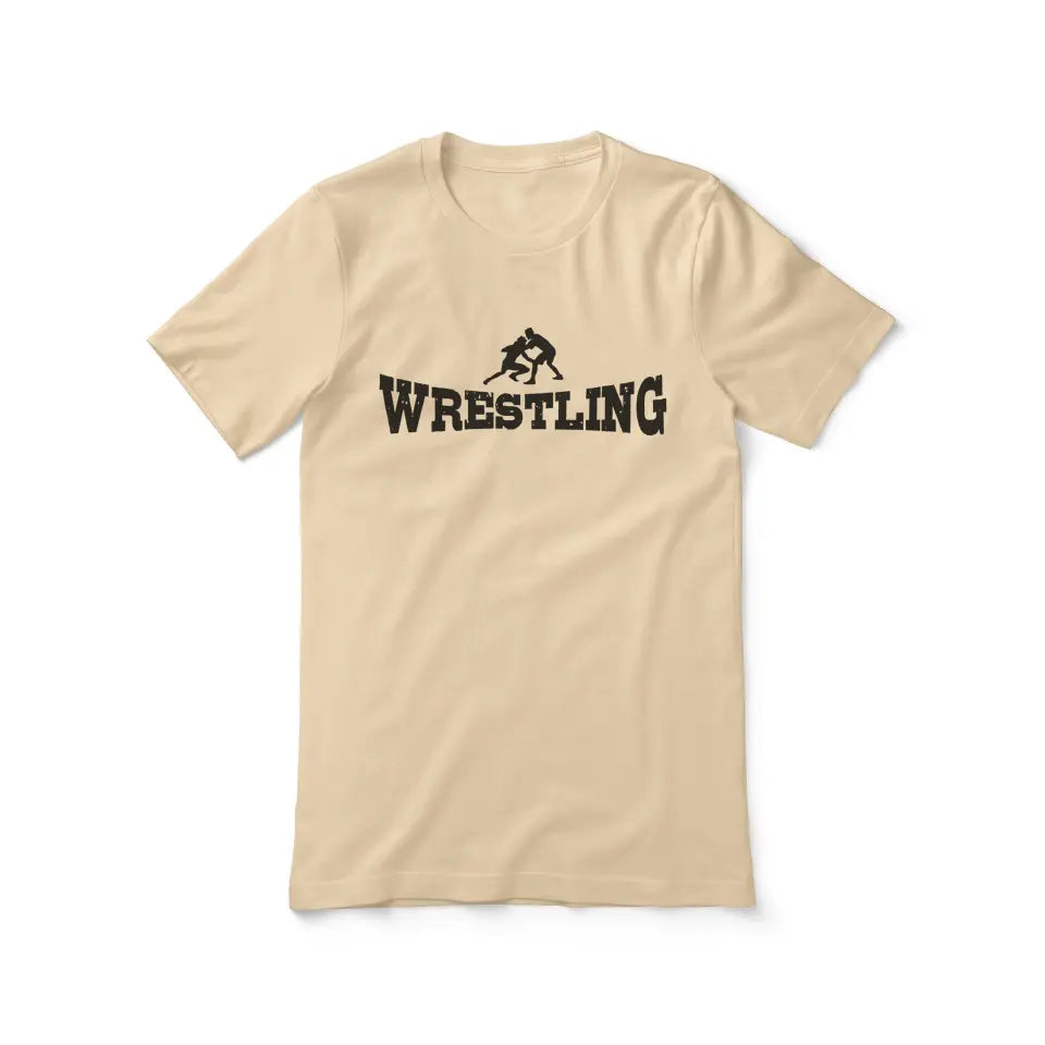 basic wrestling with wrestler icon on a unisex t-shirt with a black graphic