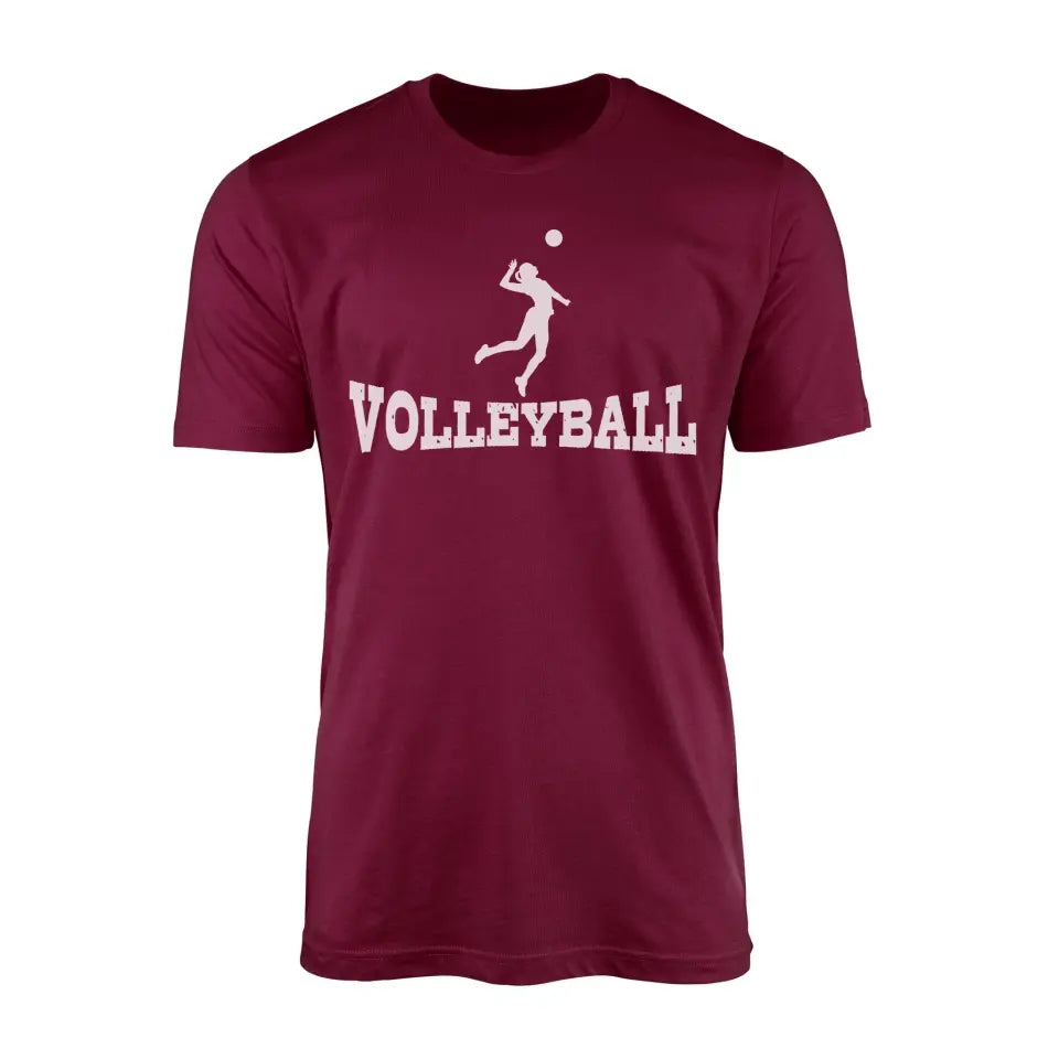 basic volleyball with volleyball player icon on a mens t-shirt with a white graphic