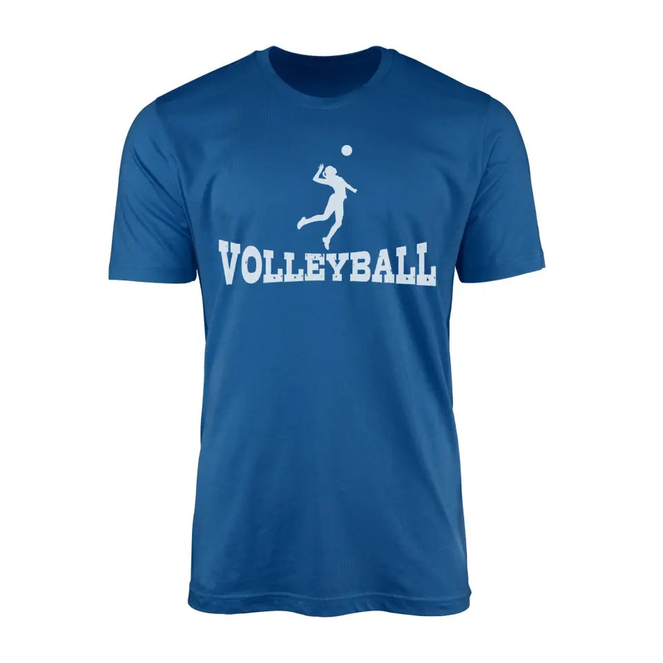 basic volleyball with volleyball player icon on a mens t-shirt with a white graphic