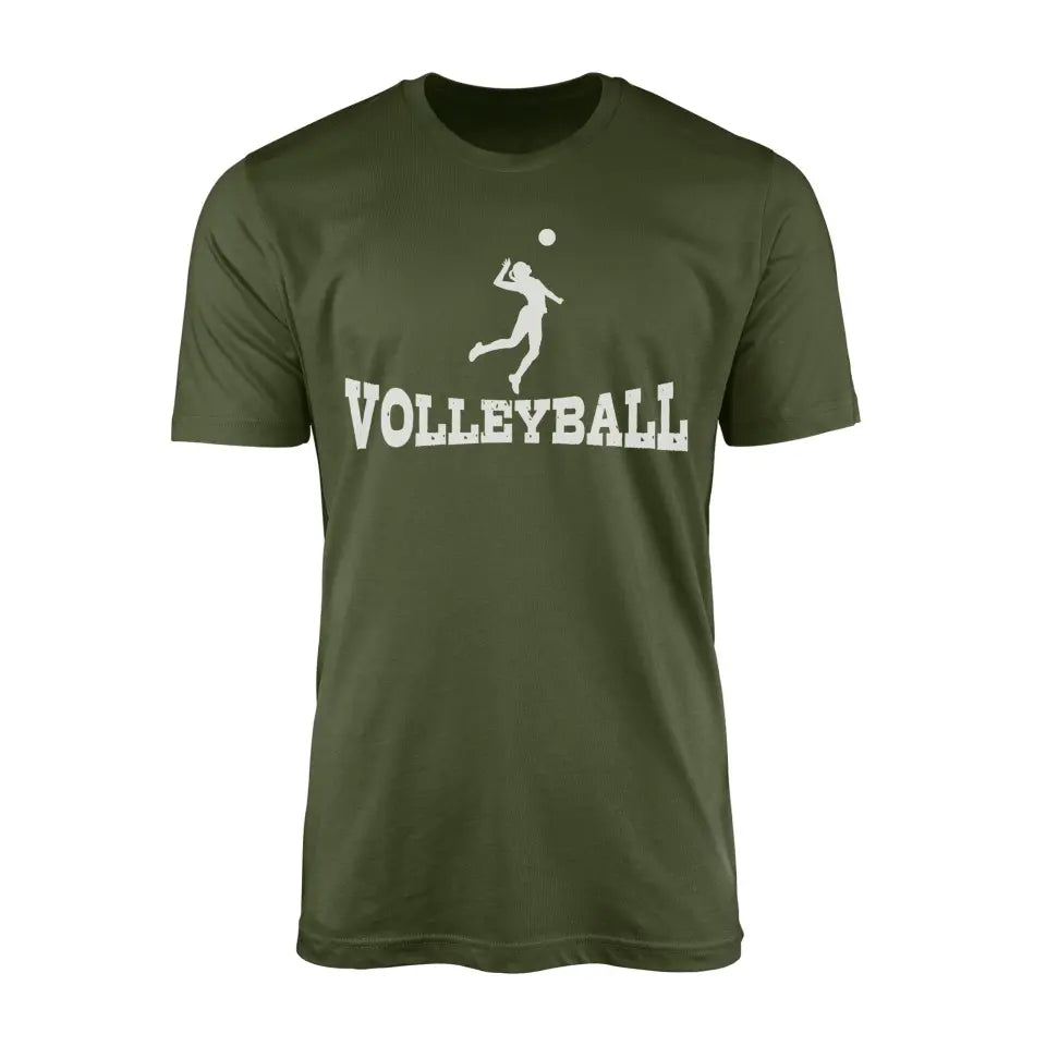 basic volleyball with volleyball player icon on a mens t-shirt with a white graphic