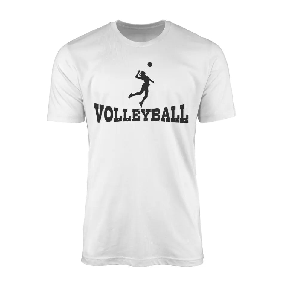 basic volleyball with volleyball player icon on a mens t-shirt with a black graphic