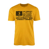 volleyball dad horizontal flag on a mens t-shirt with a black graphic