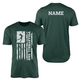 Volleyball Dad Vertical Flag With Volleyball Player Name on a Men's T-Shirt with a White Graphic