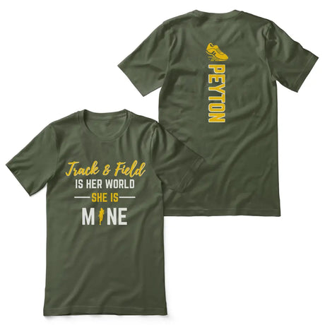 sprint is her world she is mine with sprinter name on a unisex t-shirt