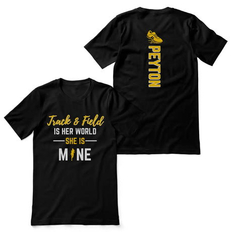 sprint is her world she is mine with sprinter name on a unisex t-shirt