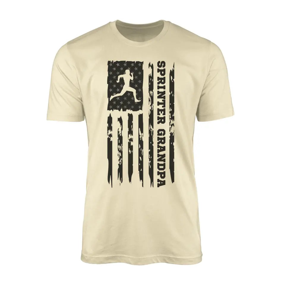 sprint grandpa vertical flag on a mens t-shirt with a black graphic