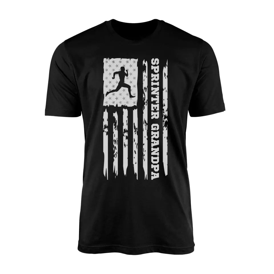 sprint grandpa vertical flag on a mens t-shirt with a white graphic