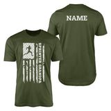 sprint grandpa vertical flag with sprinter name on a mens t-shirt with a white graphic