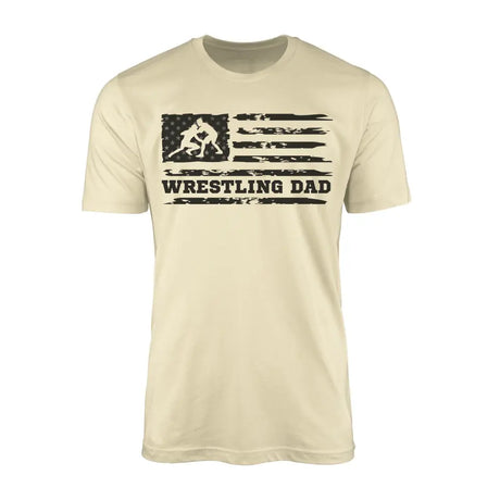 wrestling dad horizontal flag on a mens t-shirt with a black graphic