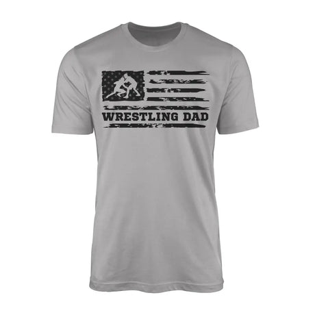 wrestling dad horizontal flag on a mens t-shirt with a black graphic