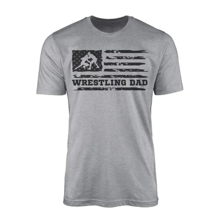 wrestling dad horizontal flag on a mens t-shirt with a black graphic