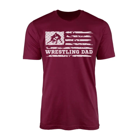 wrestling dad horizontal flag on a mens t-shirt with a white graphic