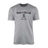 sprint dad with sprinter icon and sprinter name on a mens t-shirt with a black graphic