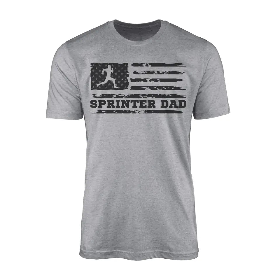 sprint dad horizontal flag on a mens t-shirt with a black graphic