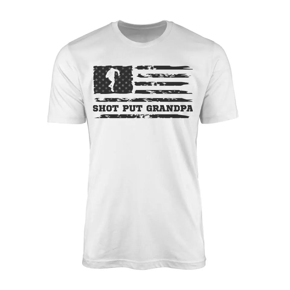 shot put grandpa horizontal flag on a mens t-shirt with a black graphic