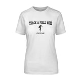 shot put mom with shot putter icon and shot putter name on a unisex t-shirt with a black graphic