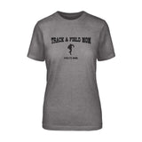 shot put mom with shot putter icon and shot putter name on a unisex t-shirt with a black graphic