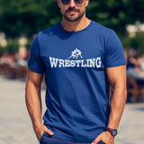 basic wrestling with wrestler icon on a unisex t-shirt with a white graphic