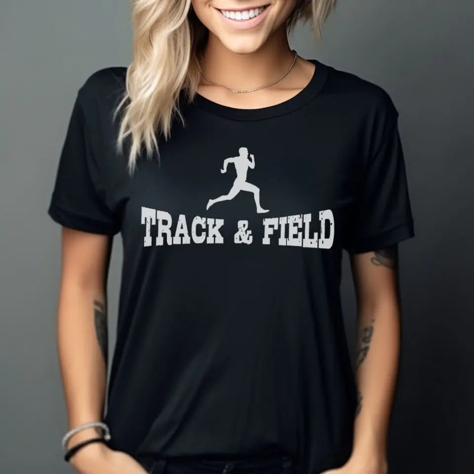 basic sprint with sprinter icon on a unisex t-shirt with a white graphic