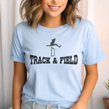 basic hurdles with hurdler icon on a unisex t-shirt with a black graphic