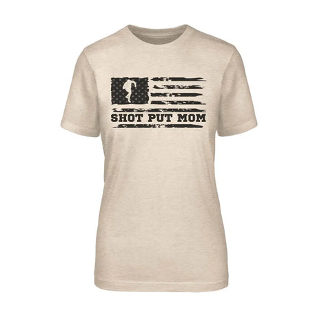 shot put mom horizontal flag on a unisex t-shirt with a black graphic