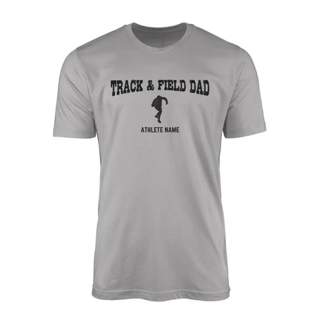 shot put dad with shot putter icon and shot putter name on a mens t-shirt with a black graphic