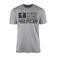 shot put dad horizontal flag on a mens t-shirt with a black graphic