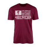 shot put dad horizontal flag on a mens t-shirt with a white graphic