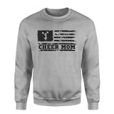 cheer mom horizontal flag on a sweatshirt with a black graphic