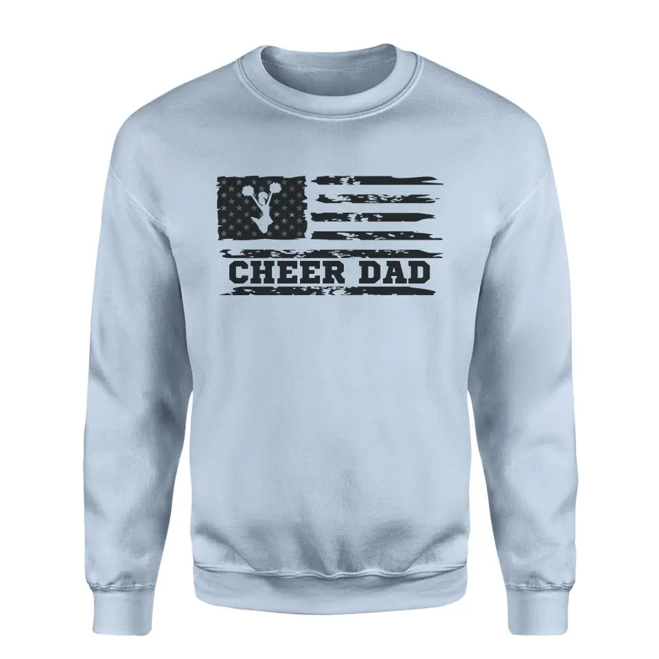 cheer dad horizontal flag on a sweatshirt with a black graphic