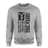 cheer dad vertical flag on a sweatshirt with a black graphic