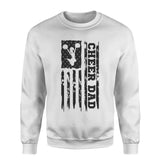 cheer dad vertical flag on a sweatshirt with a black graphic