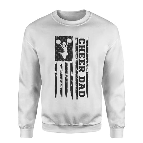 cheer dad vertical flag on a sweatshirt with a black graphic